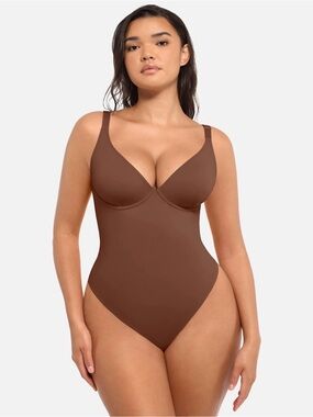 FeelinGirl Shapewear Bodysuits for Women Tummy Control Sweetheart Neck Thong